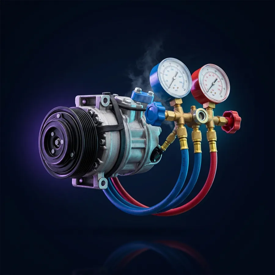 Aircocompressor met meetset en slangen