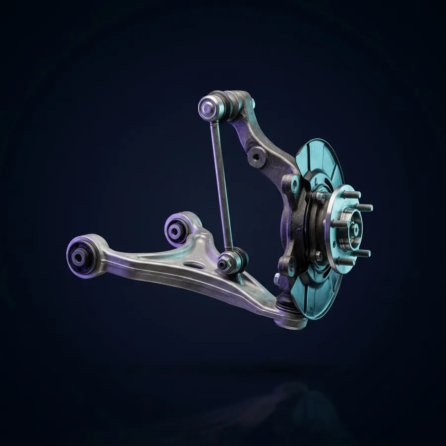 Control arm with ball joint and shock absorber